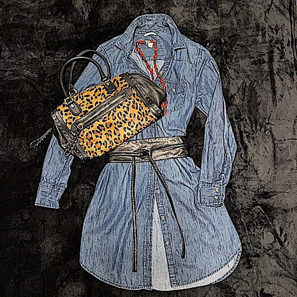 Replica orYANY Leopard Print/Cowhide Satchel Bag - Picture 3 of 12